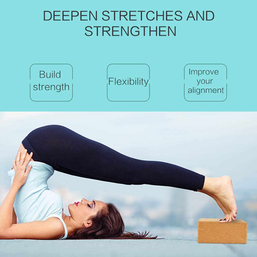 2Pcs Bloques De Yoga De Corcho No Deslizan Madera Natural Yoga Ladrillo De Fitness Herramienta Elástica Entrenamiento De Baile Equipos De Yoga Accesorios
