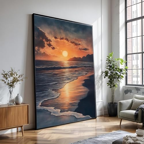 Décor marin serein sur toile paysage de plage crépuscule poétique