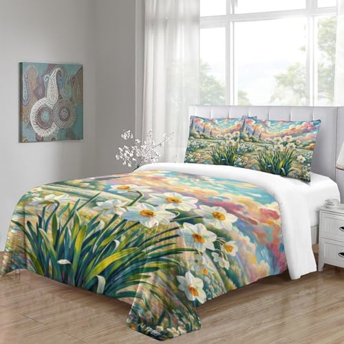 Parure de lit microfibre douce Narcisse avec housse couette 200x200