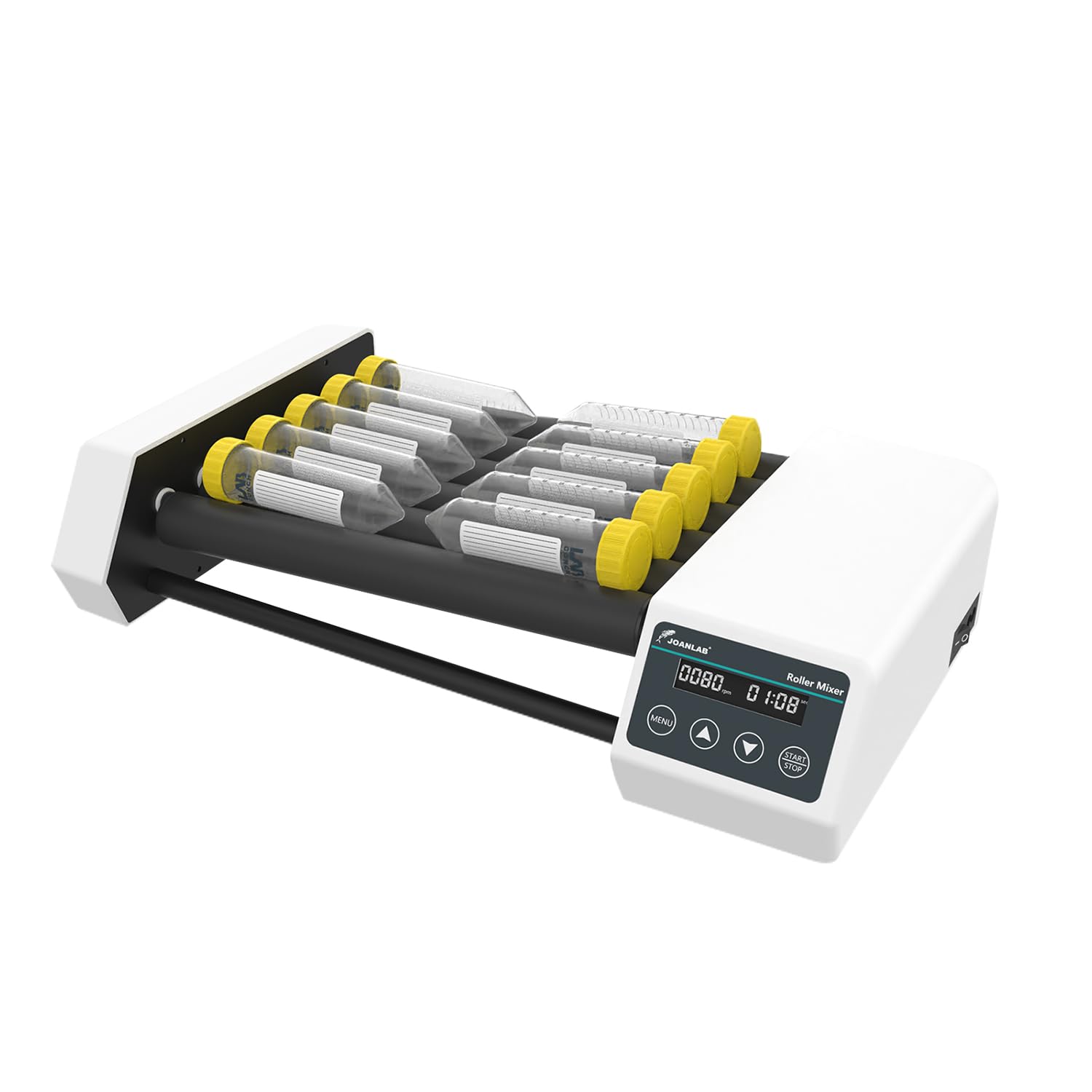 JOANLAB Digitaler Röhren-Rollermixer Labor, 6-Achsen, 20-80 U/min Regelbar mit Timer, für Zentrifugenröhren 6-34mm Durchmesser (RM-6PRO)
