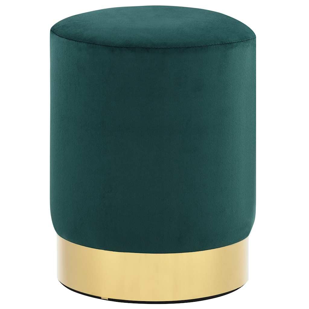 vidaXL Taburete de Terciopelo 28 x 36 cm Verde Mostaza y Dorado Asiento Tocador Vestidor