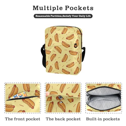 Hot Dog Small Crossbody Bag for Men Women Mini Messenger Bag Shoulder Handbag With Adjustable Straps2