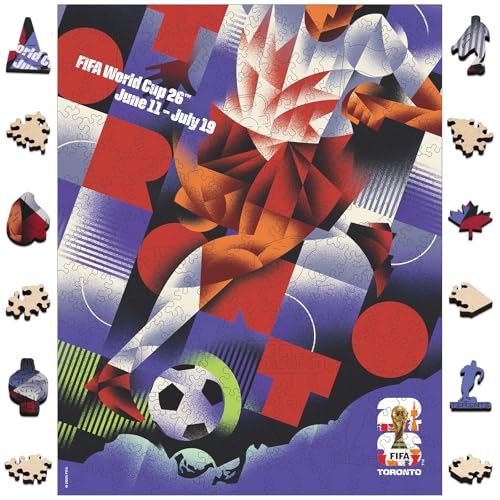 Image of FIFA World Cup 2026 City Puzzle Toronto Poster Wooden Jigsaw Puzzle, 200 Pieces Official Soccer Sports Game Gift for Men Women, Adults Home Decoration Puzzle, 9.3x11.8''