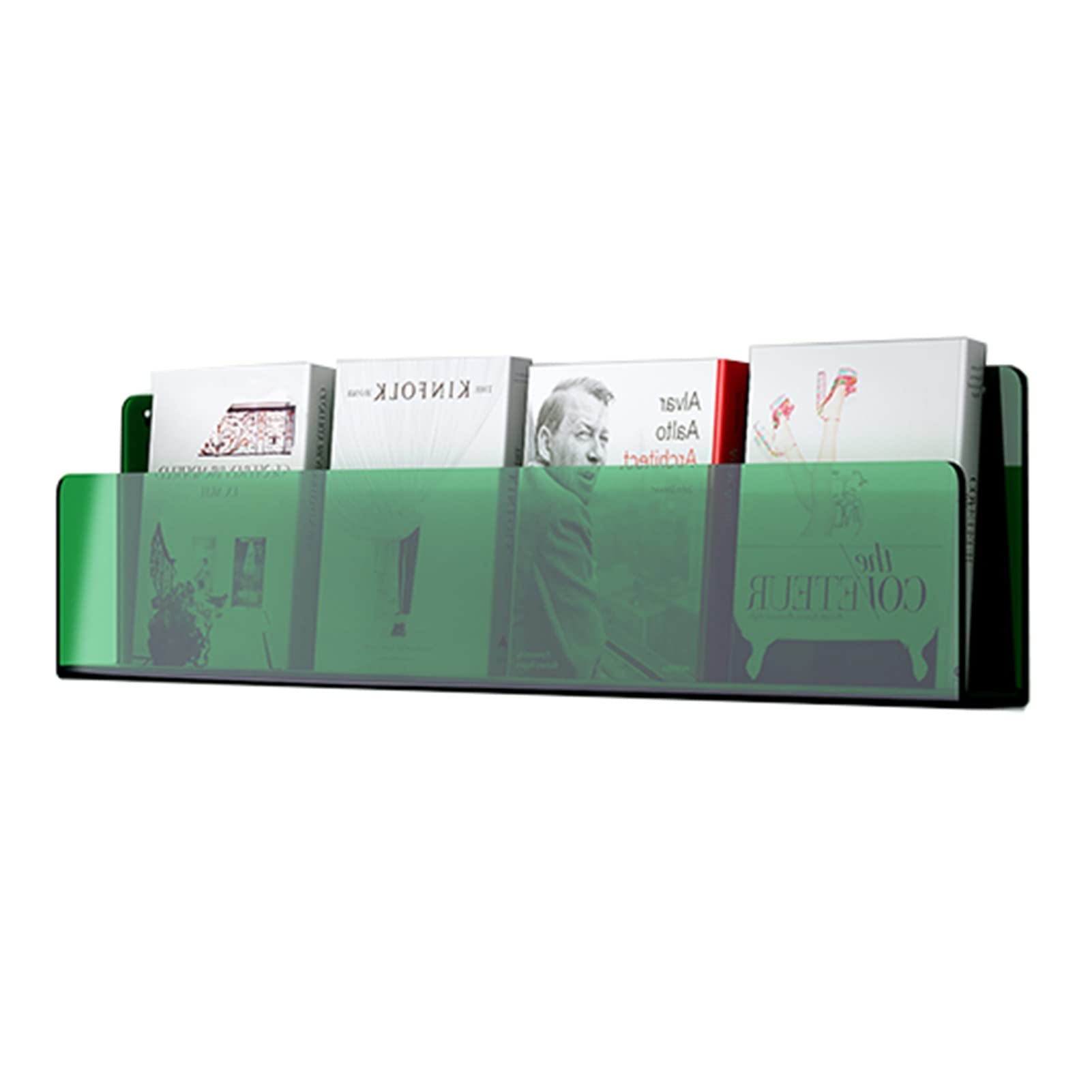 SAeWare Revistero acrílico transparente, decoración de oficina, hogar, sala de estar, revistero, soporte de pared para folletos, 40/80/100/120 cm, verde-60 cm