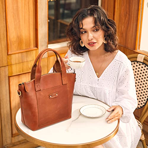 S-ZONE Genuine Leather Satchel Bags for Women Crossbody Tote Top-Handle Handbags Shoulder Purse Medium2