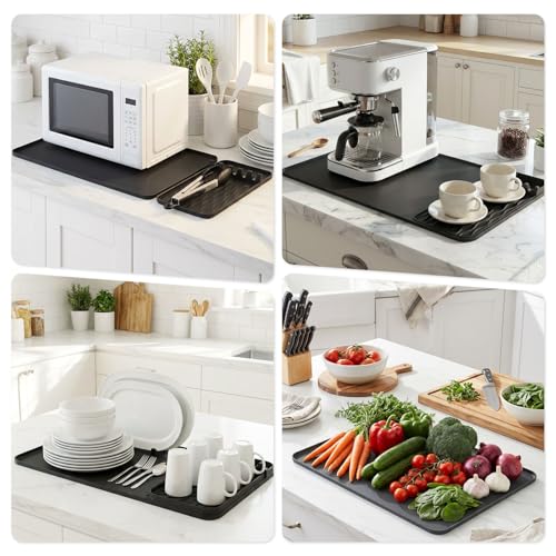 Taimimy Groß Hitzebeständige Unterlage für Heißluftfritteuse, 65x40cm Feuerfeste Unterlage für Airfryer Zubehör für Ninja,COSORI,Philips, Hitzeschutzmatte Mit Abnehmbarem Küche Silikonmatte