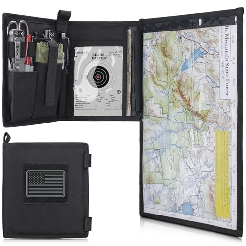 LIVANS Tactical Pouch Military Map Case Holder Army Foldable Map Storage Pouch Multifunctional for Outdoors or Hiking - 13x10 Clear Viewing Area 1000D Oxford + Waterproof TPU