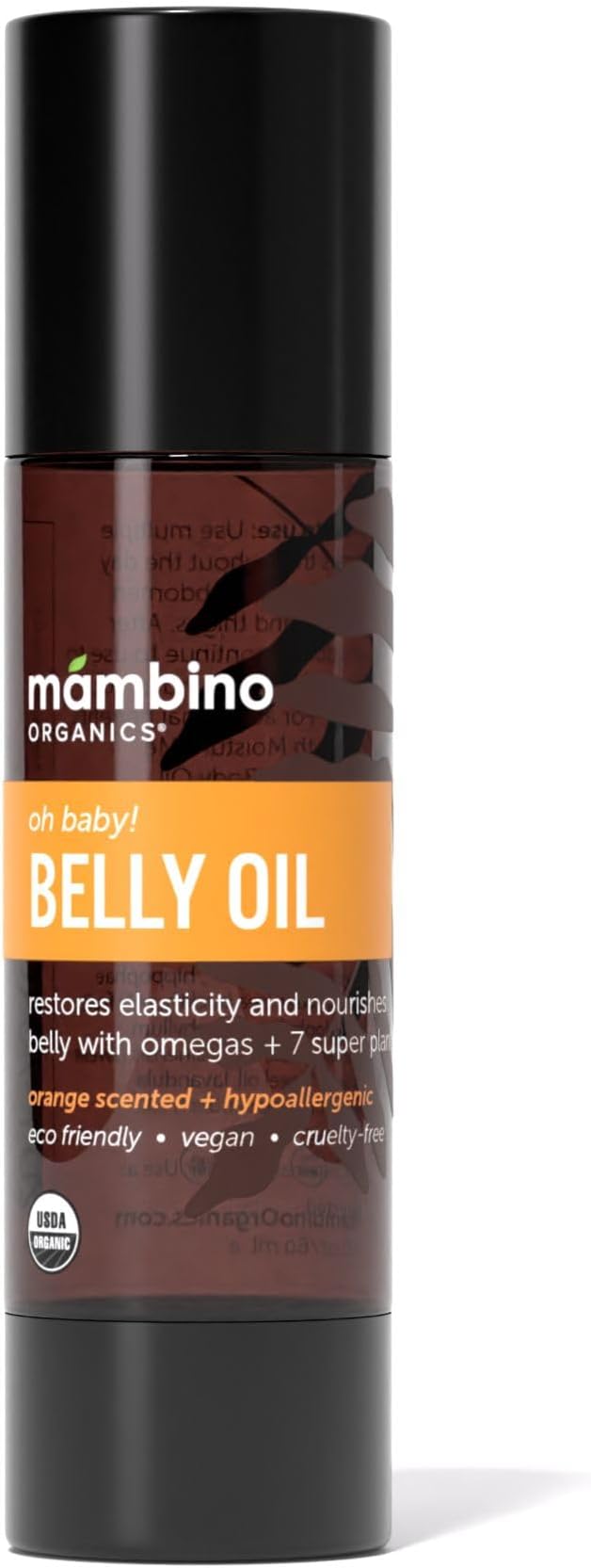 Mambino Organics Oh Baby! Belly Oil for Pregnant Women, Organic Stretch Mark Oil for Pregnancy, Postpartum Skin Elasticity, Hydration, With Tamanu, Shea Butter, Calendula, Vegan, Non-GMO, 4 fl oz