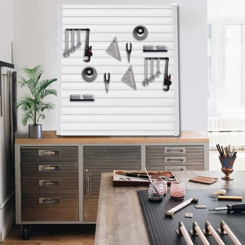 Slate Wall Panel - Garage Slatwall 4Ft X 1Ft PVC Wall Panels | Heavy Duty Garage Wall Storage System, Slat Wall Paneling for Garage Storage Organization