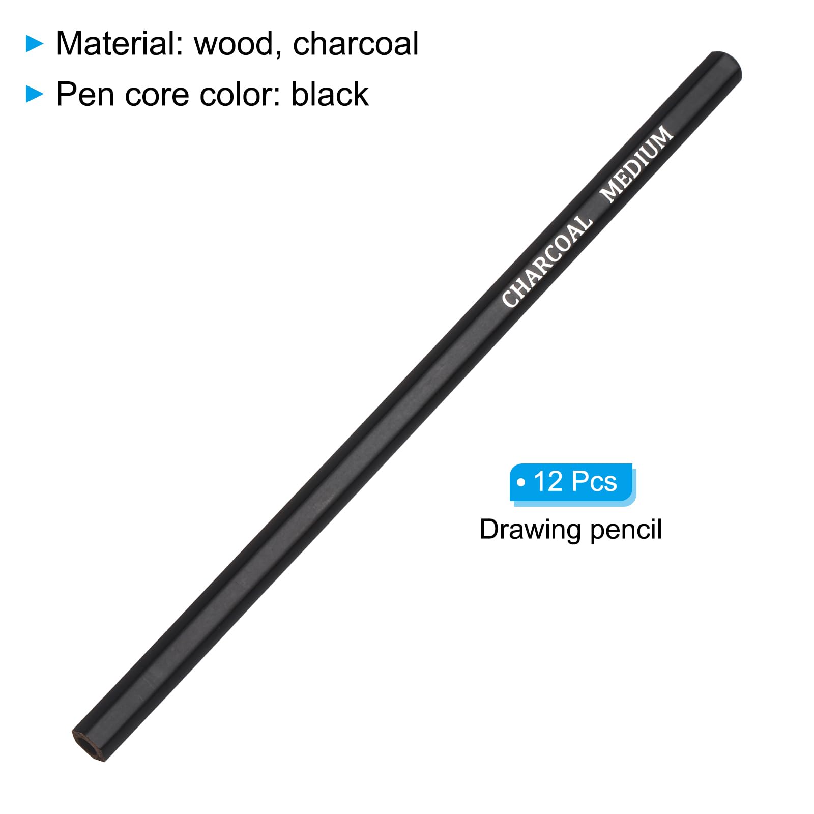 PATIKIL Charcoal Pencils for Drawing 12PCS Drawing Pencils for Sketching Pencils Art Pencils Charcoal Wood for Drawing Sketching Artists Charcoal Medium - Image 3