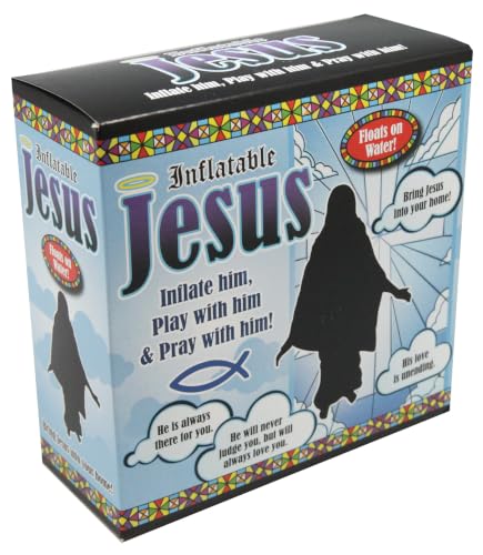 Inflatable Jesus Action Figure - Over 19 Inches Tall - Funny Jesus Gifts - Spiritual Gifts for Men & Christian for Women - Religious Easter Presents for Adults Kids and White Elephant