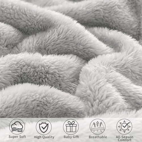 Image of Pro Goleem Fleece Baby Blanket with 2 Inch Satin Trim Soft Plush Blanket for Boys and Girls for Babies Grey,30''x40''