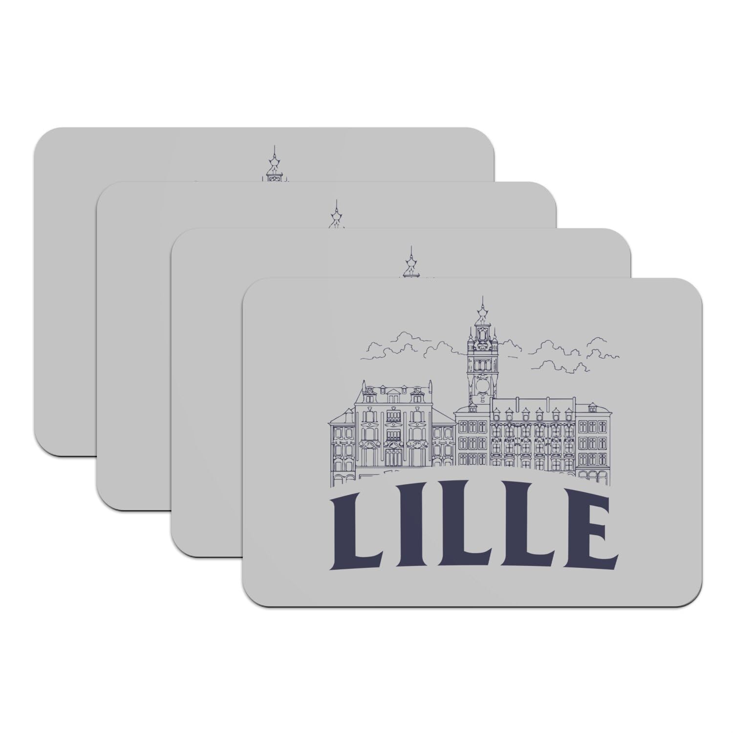 Set de table Lille caoutchouc gris 39,5x28,5 cm antidérapant