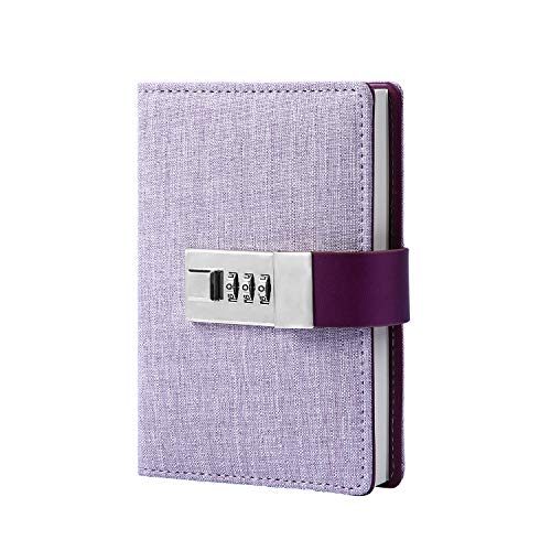 Lock Journal Combination Lock Writing Travel Diary a7 Mini Notebook Purple