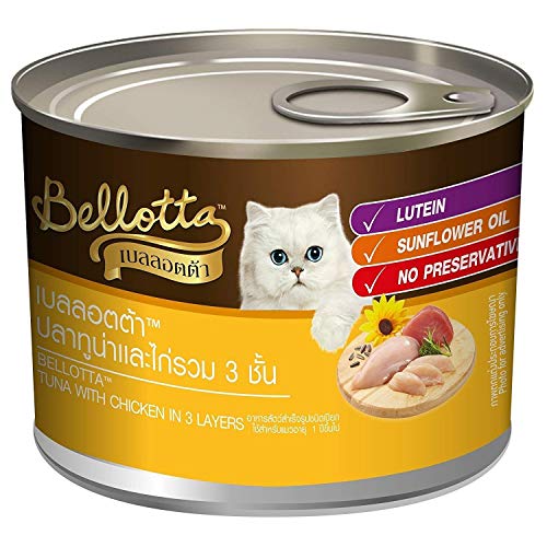 Bellotta DogsnCats Bellotta Wet Cat Food Tuna in Jelly Topping Chicken 3 Layers Tin 185g (Pack of 10)