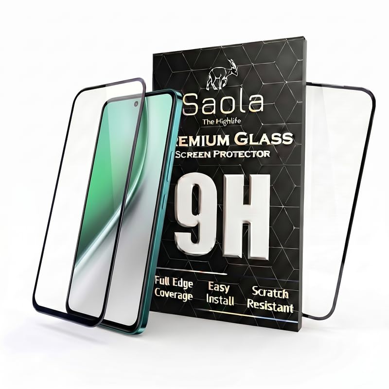 Image of Saola HD Clear Tempered Glass for Vivo Y300 5G | High Strength 9H Protection, Smooth Touch, Full Coverage Screen Guard, 2-Step Installation Kit | Quick & Easy Application (Pack of 2)