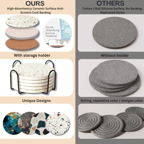 ilohaus Ceramic Absorbent Coasters Set of 6