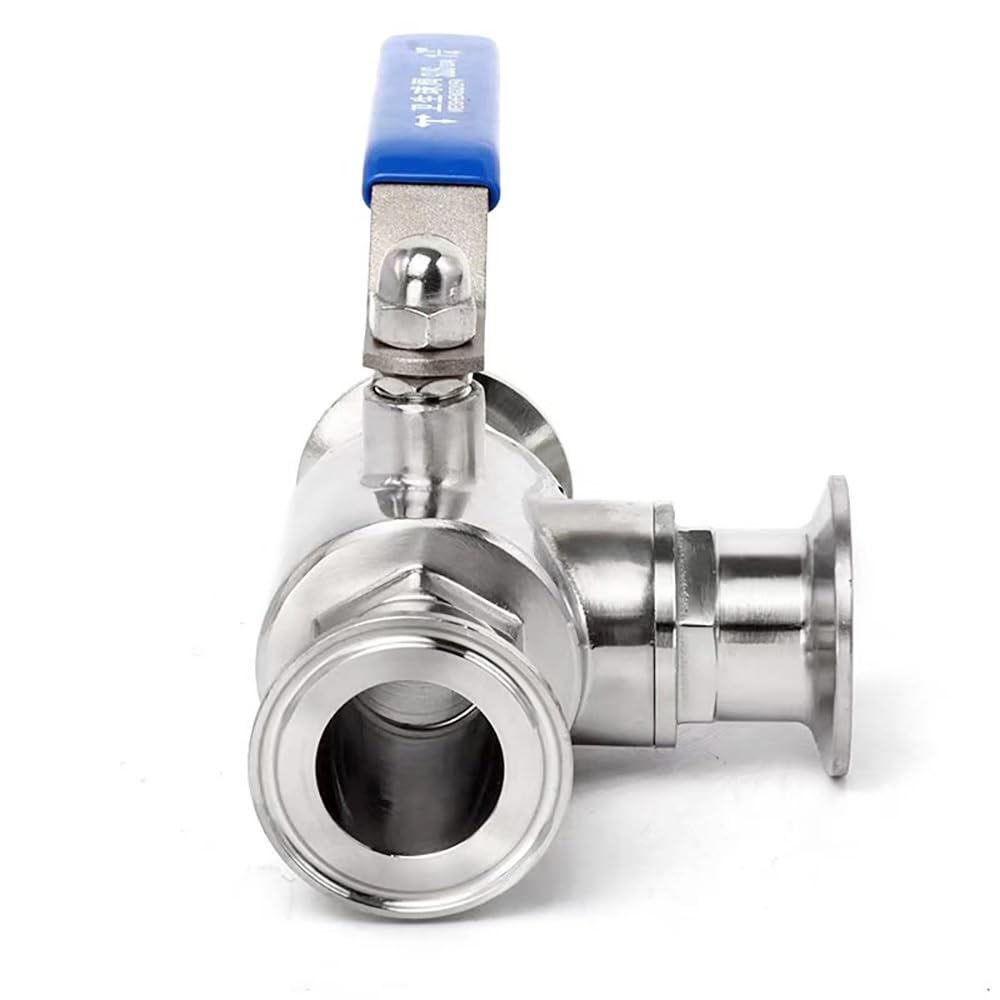 SS304 Stal Nierdzewna Higieniczny Zawór Kulowy Trójdrożny, Porty T/L 19-51mm, Tri-Clamp 1,5"/2" do Farmaceutyki, Żywności, Domowego Piwa, 1 Sztuka(L-port,51mm Ferrule 64)