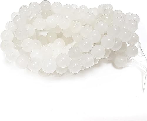 Chengmu - 99 cuentas de jade blanco de 0.315 pulgadas para hacer joyas, piedras preciosas naturales, redondas, sueltas, surtidos, accesorios para