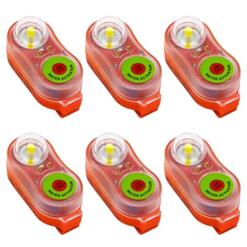 Luce per giubbotto di salvataggio, luci per giubbotto di salvataggio da 6 pezzi, luci di emergenza stroboscopiche attivate dall'acqua per di marine e acquatiche