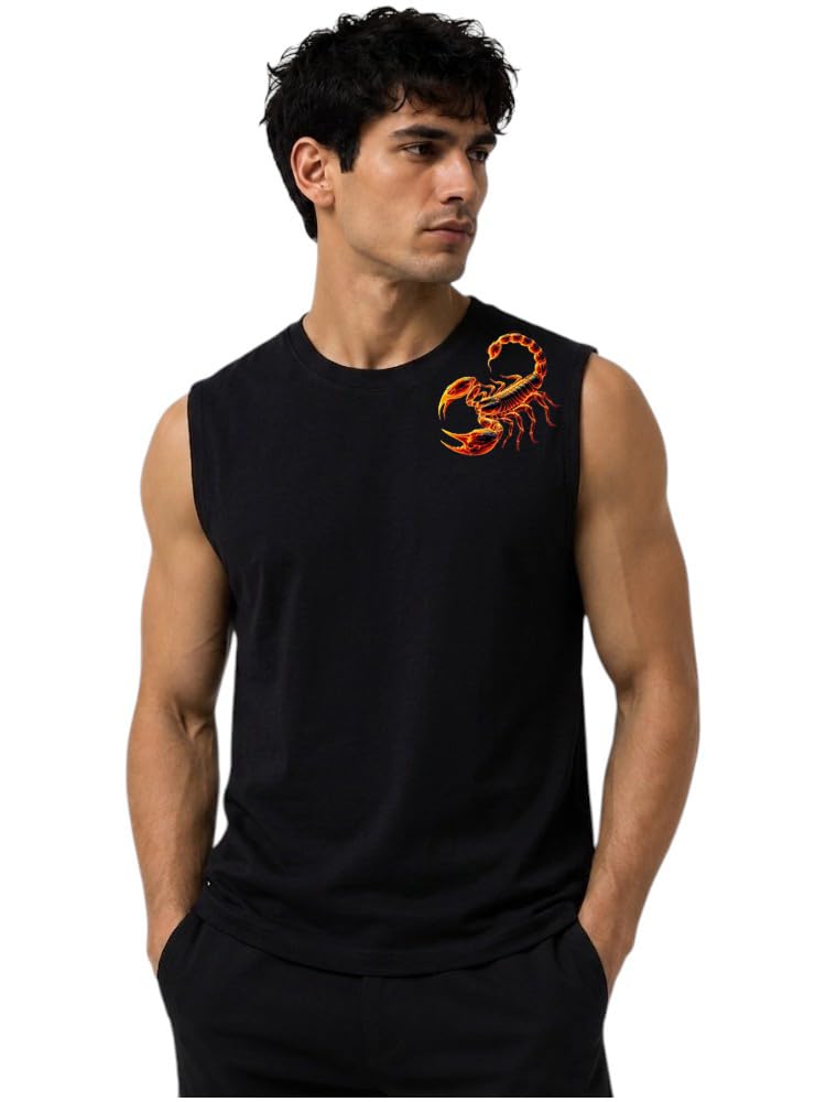 Men Cotton Printed Ribbed Round Neck Sleeveless Casual| Sports| Gym| Tank Top | Vest| Regular Fit T Shirt-picture-19