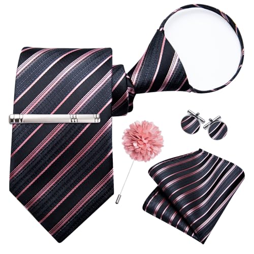 Image of DiBanGu Silk Zipper Ties for Men, Formal Pre-tied Necktie | Adjustable Tie,6PCS,Various Design Styles,Jacquard Woven,Skin-friendly,Practical Gift,Great for Wedding Party,Business Formal