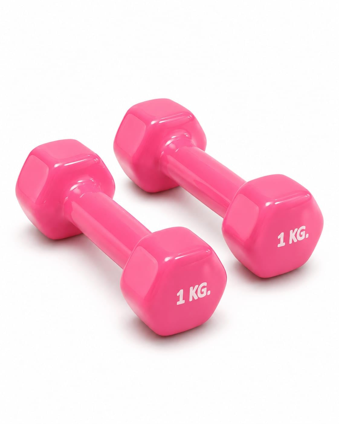 Vinyl Coated Hex Dumbbell Pair, 1 KG, Pink, Anti-Slip Grip, Floor-Safe Coating, for Home Gym-image-27
