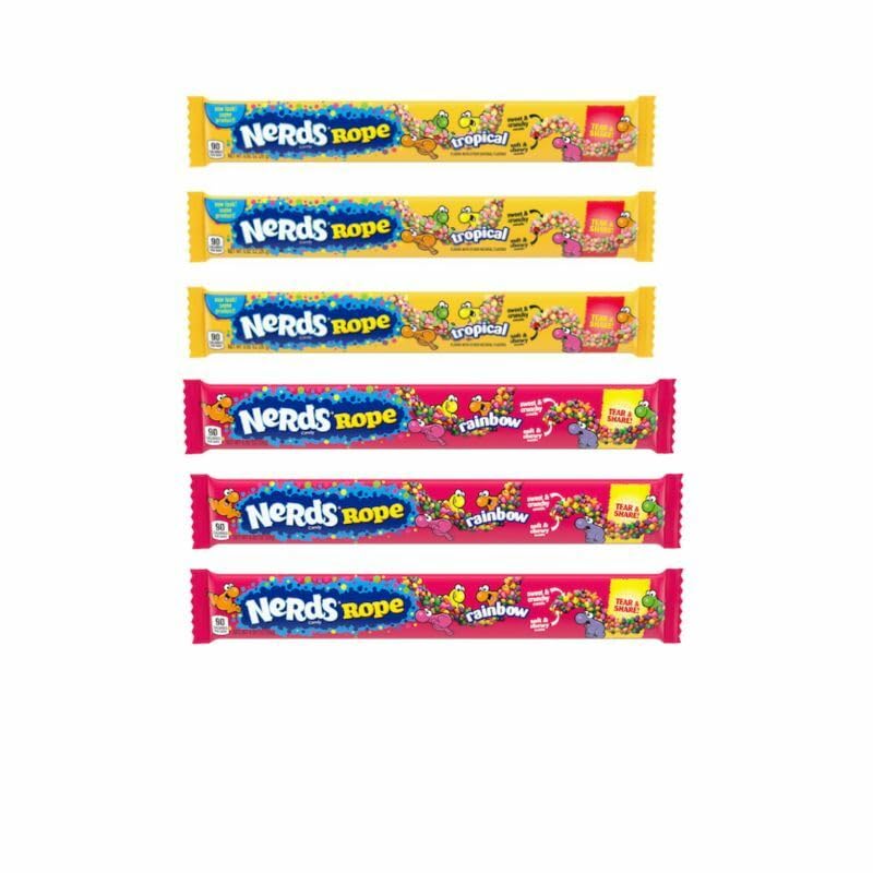 Nerd Rope - Rainbow & Tropical - Variety Pack, Gummy & Crunchy Candy - Each Flavour 3 packs