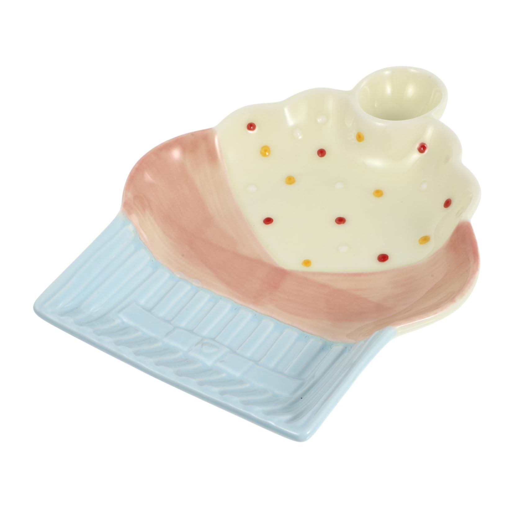 Sosoport 1Pc Ceramic Food Plate Cake Shaped Serving Dish Versatile Snack Dessert Plate Simple Style for More Easy to Clean