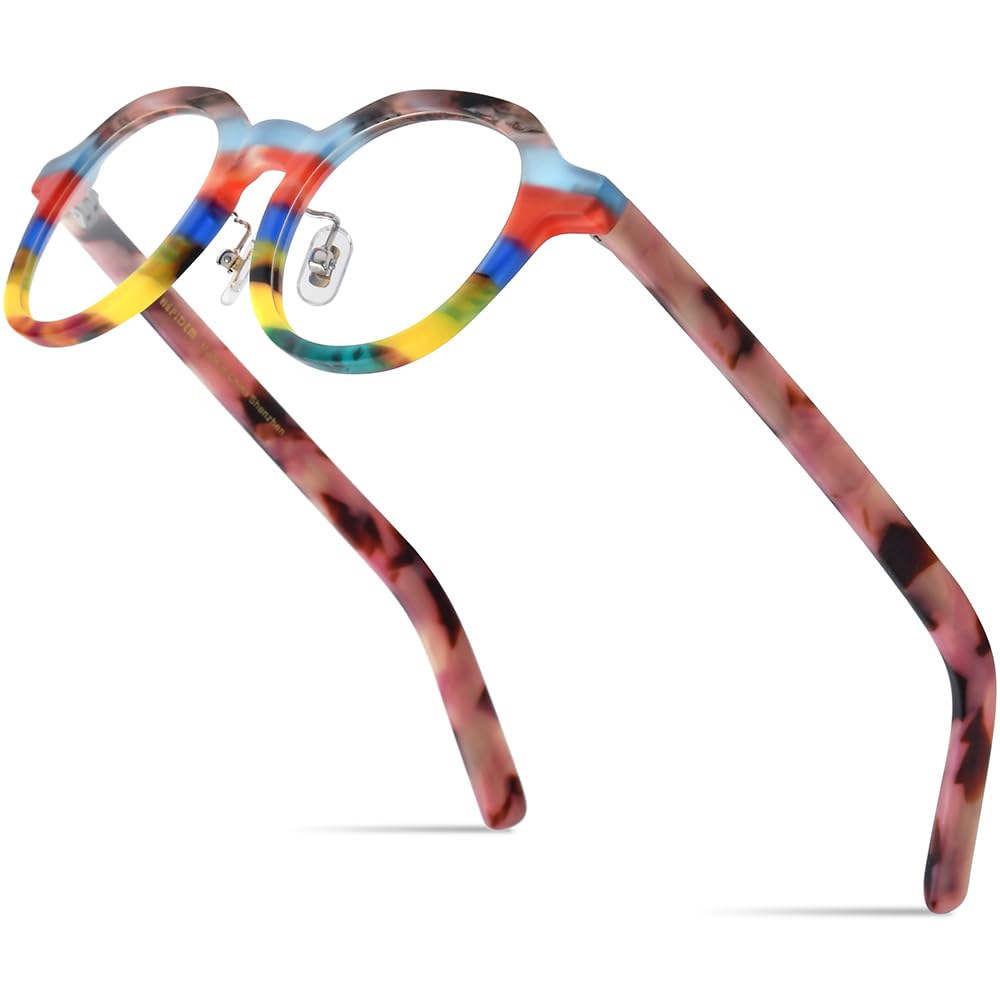 HEPIDEM Multicolor Acetate Vintage Round Glasses