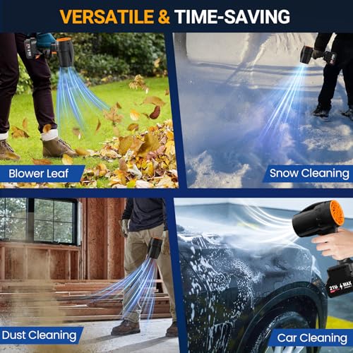 Image of Electric Cordless Leaf Blower, 330,000 RPM Turbo Jet, 2 X 4.0 Ah Batteries & Charger Included, Lightweight Handheld Blower for Patio, Lawn, Dust & Debris Cleaning