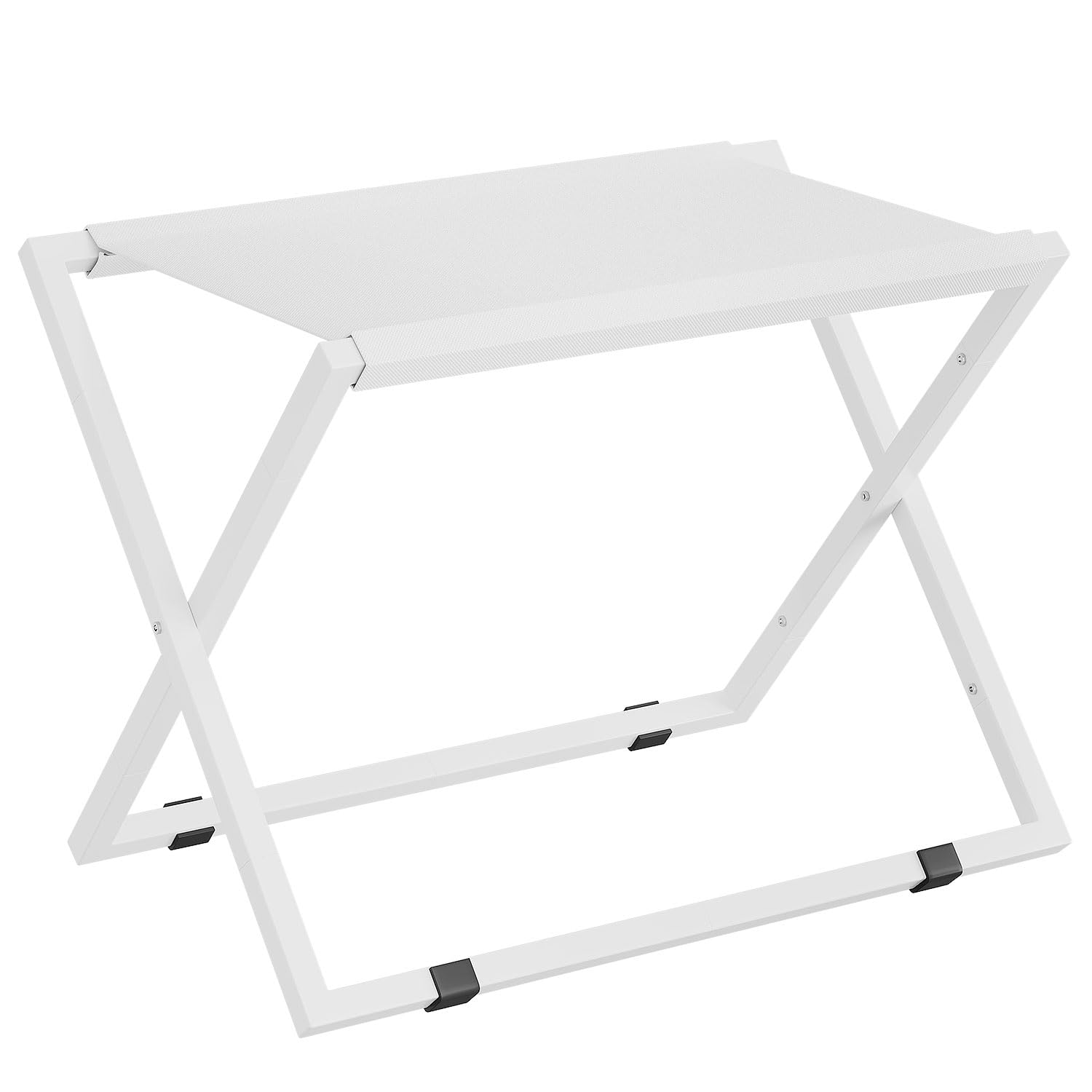IBUYKE Luggage Rack for All Suitcase Sizes,Metal Luggage Holder,Foldable Suitcase Stand,Easy to Assemble for Bedroom Living Room Hotel,White TLR001W