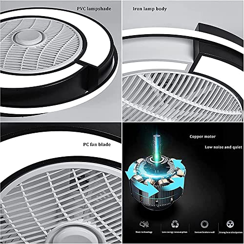 Ventilateur de plafond LED créatif et discret avec éclairage télécommandé blanc - 4