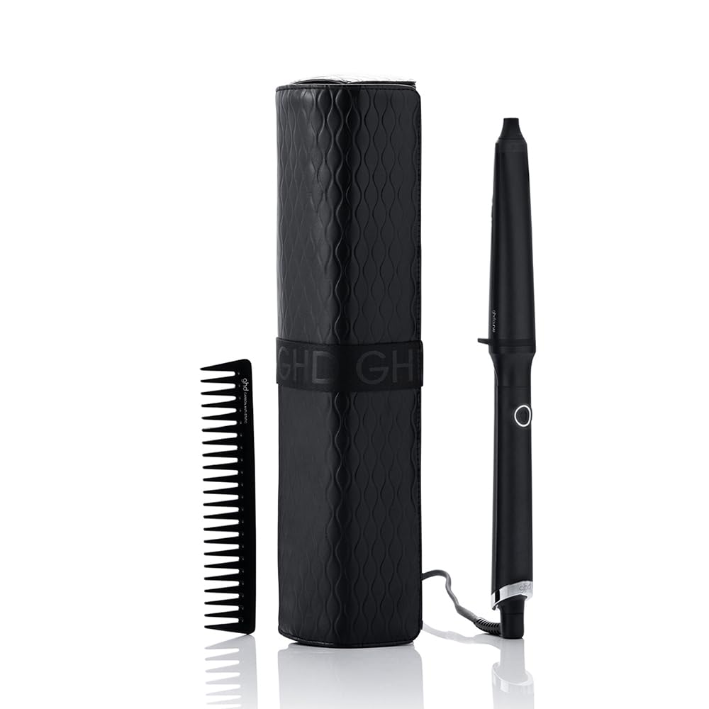 GHD - Curl Wand Creative Curl Wand Christmas Gift Set - Professional Curler (Black), Comb, Glove & Pouch Included - Wavy & Fast Waves, Long Lasting All Hair Types & Lengths Even Short