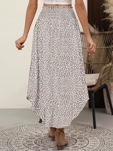 Image of ANRABESS Women's Maxi Skirts Summer Boho Floral High Waisted Flowy Swing Pleated Beach Long Skirt with Pockets