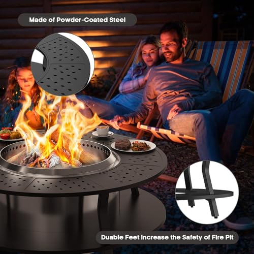 Uniflasy 48" Fire Pit Surround Tabletop for Solo Stove Yukon, Bonfire & Tiki, Portable Protective Barrier Equal Width Design with Firewood Storage Shelf for Safety & Extra Space, Outdoor FirePit Table by Uniflasy - Image 6
