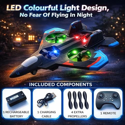 Image of GRAPHENE Remote Control Aeroplane RC Plane for 6-16 Years Kids Boys Adults Fighter Jet Toy 2.4 GHz with LED Lights 360 Flip Hovering Stunt Roll Spin Flight Aircraft Foam Glider Airplane Hobby Toy