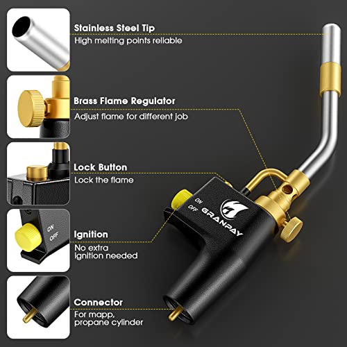 High Intensity Propane Torch Head For Map Pro Mapp Propane Tank Portable Trigger Start Soldering Torch For Gas Welding Stripping Paint Searing Steak #TOP7