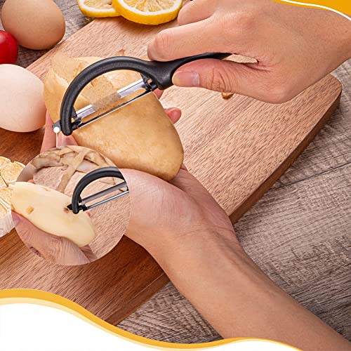 Foto von N+C Schälmesserset Obstmesserset 3-teilig, Messerset Obstmesser Schnabelmesser Schäler aus Edelstahl mit Full-Tang Griff, Schälmesser Gemüsemesser, schwarz