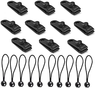 10 Sets Tarp Clip Tent Tarp Clips Lock Grip Awning Clamp Tent Clip Accessories Ball Bungee Cord Rope for Tents,Covers,Awnings,Banners,Boat,Gardening