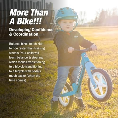 Image of Strider 12 Comp Bike- No Pedal Balance Bicycle for Kids 1 to 3 Years -Easy Assembly, Tool-Free Adjustments