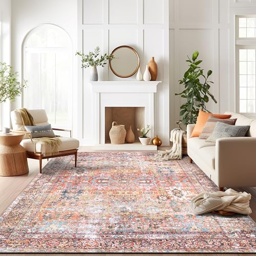 Rugshop Multi Transitional Distressed Area Rug — Machine Washable & Non‑Slip, 12' X 15' for Living Room, Dining Room and Bedroom