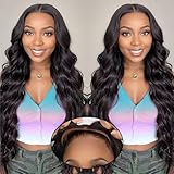 LNW Glueless Wigs Human Hair Pre Plucked Pre Cut 200 Density 5x5 HD Lace Closure Wigs Human Hair for Women Body Wave Lace Front Wigs for Beginners Ready to Go Wig (Natural Black Color, 22 Inch)