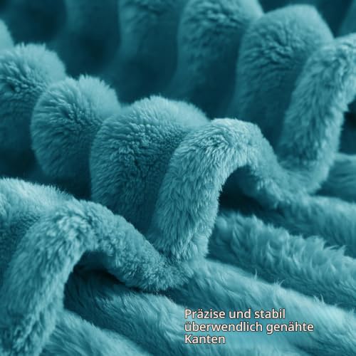 RUIKASI Kuscheldecke Flauschig Decke Türkis - 130x150cm Fleecedecke Sofadecke Couchdecke für Wohnzimmer Deko Tagesdecke Blanket… – Ansicht 5