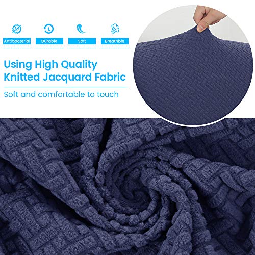 Stretch Chair Covers, Mingpinhuius 2 Piece Arm Chair Sofa Slipcover Furniture Protector High Spandex Knitted Twill Jacquard Wingback Sofa Chair Cover For Living Room (Navy Blue) #TOP5