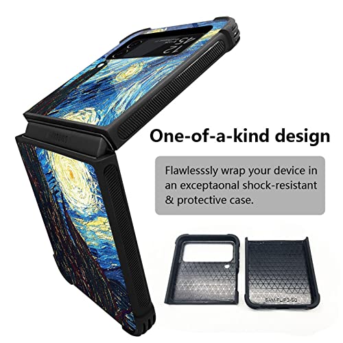 Carloca Compatible With Samsung Galaxy Z Flip 3 5G Case,The Starry Night Oil Identity Graphic Design Shockproof Anti-Scratch Hard Acrylic Case For Samsung Galaxy Z Flip 3 5G #TOP1