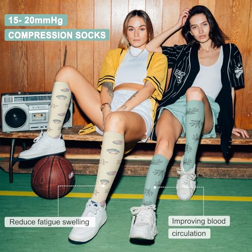 Image of Iseasoo 4 Pairs Compression Socks for Women Circulation-Best Support for Nurses,Running,Athletic,Travel