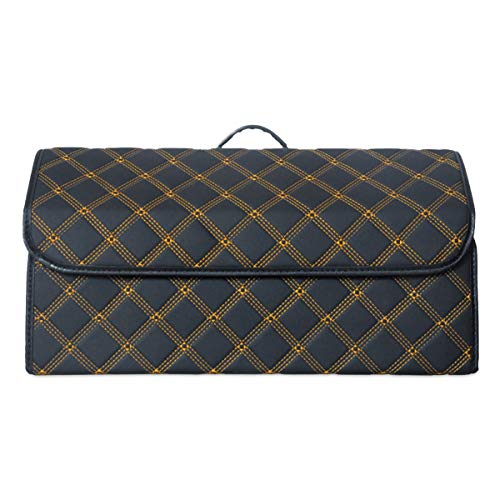 Ergocar Car Trunk Organizer Luxury Foldable Car Boot Tidy Storage Box Waterproof PU Car Boot Storage Organiser for Car/SUV/Truck/Auto (Upgrade Black-L)