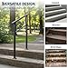 2-Step Indoor/Outdoor Handrail Kit - Black Aluminum Stair Railing with Iron Posts for Steps & Porch, Includes Gloves - 2-Pack