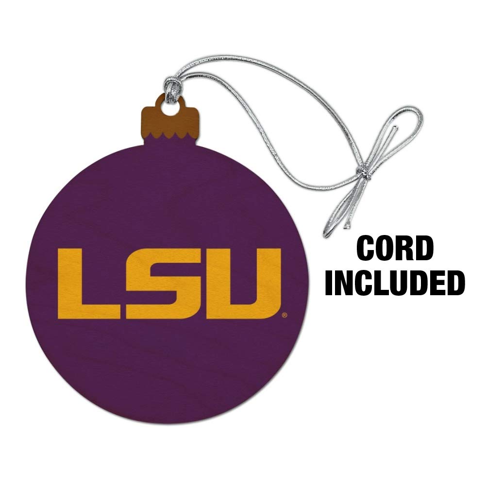 GRAPHICS & MORE LSU Logo on Purple Wood Christmas Tree Holiday Ornament